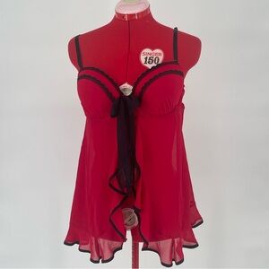 2FOR$30 Apt. 9 Red & Black Babydoll Cami With Lace